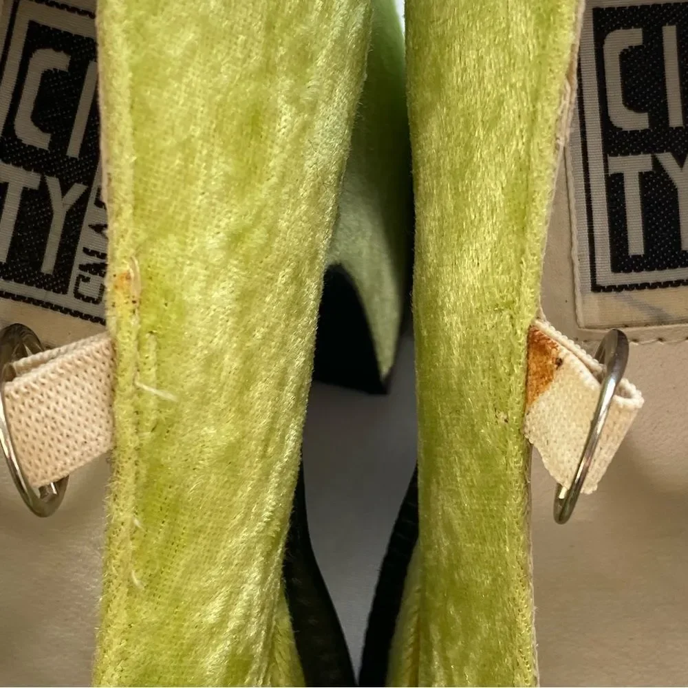 Y2K City Snappers Bright Green Spice Girls Velvet Platform Mary Jane Shoes 7.5